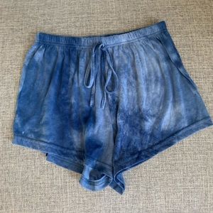 Blue tie-dye pajama shorts